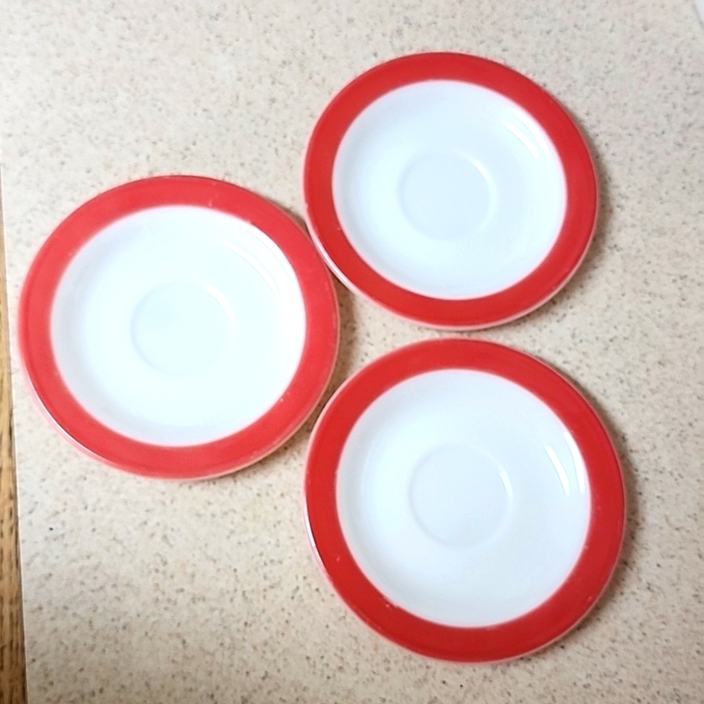 💖 Set of 3 VINTAGE Pyrex Saucers Matching Set Pink 6.25"